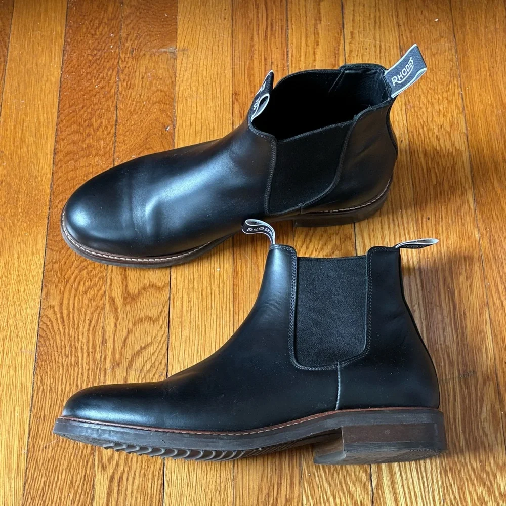 Rhodes Black Leather Chelsea Boots for Men - Picture 1 of 7